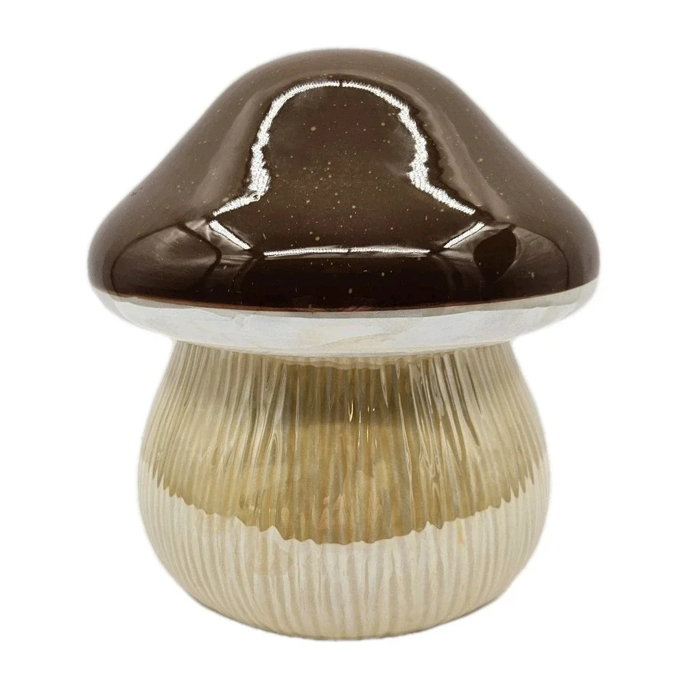 Brklyn Steel Co. Mushroom Jar/Canister Brown Speckled Cap W/ Cream‎ Base/Stem